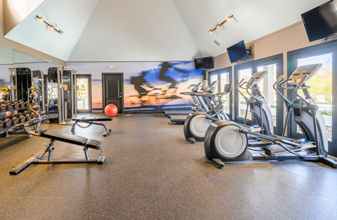 State-of-the-Art Resident Gym with Cardio and Weight Training Equipment at Ashford Green, NC 28262